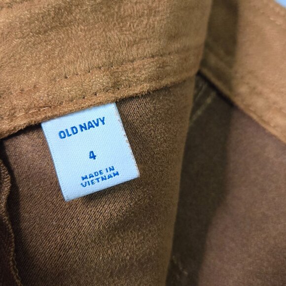 Old Navy Womens sz 4 Faux Suede A-Line Mini Skirt Front Pockets Camel Caramel Br - Picture 5 of 14